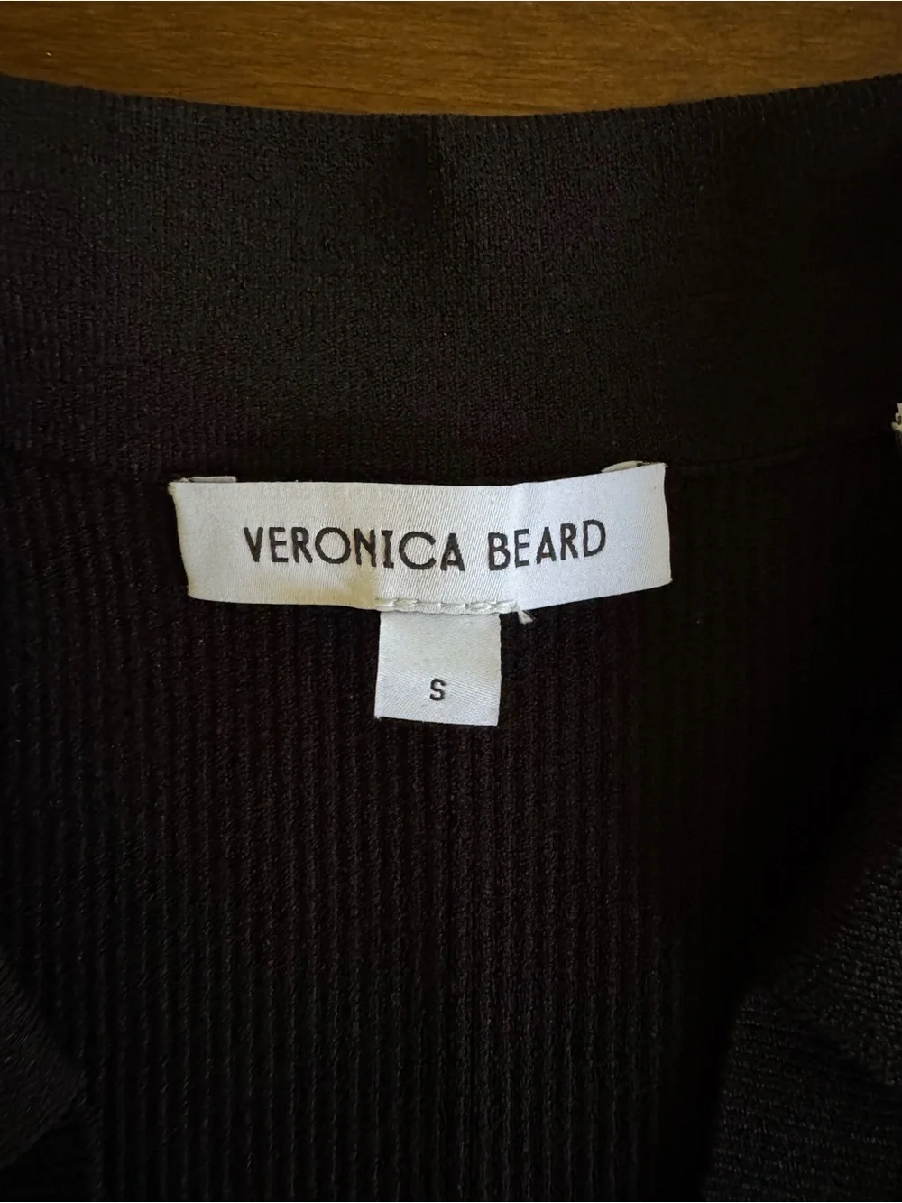 Veronica Beard Black Ribbed Collared Knit Top